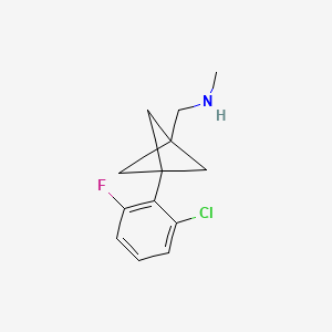molecular formula C13H15ClFN B2886017 1-[3-(2-Chloro-6-fluorophenyl)-1-bicyclo[1.1.1]pentanyl]-N-methylmethanamine CAS No. 2287330-91-8