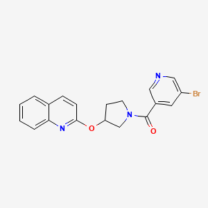 molecular formula C19H16BrN3O2 B2886018 (5-Bromopyridin-3-yl)(3-(quinolin-2-yloxy)pyrrolidin-1-yl)methanone CAS No. 2034328-15-7