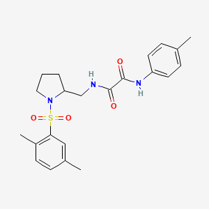 molecular formula C22H27N3O4S B2886026 N1-((1-((2,5-dimethylphenyl)sulfonyl)pyrrolidin-2-yl)methyl)-N2-(p-tolyl)oxalamide CAS No. 896284-63-2