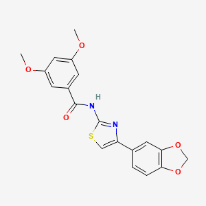molecular formula C19H16N2O5S B2886029 N-(4-(benzo[d][1,3]dioxol-5-yl)thiazol-2-yl)-3,5-dimethoxybenzamide CAS No. 477547-35-6