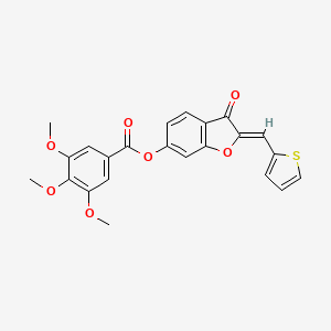 molecular formula C23H18O7S B2886044 (Z)-3-氧代-2-(噻吩-2-基亚甲基)-2,3-二氢苯并呋喃-6-基 3,4,5-三甲氧基苯甲酸酯 CAS No. 846065-74-5