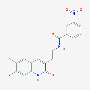 molecular formula C20H19N3O4 B2886045 N-[2-(6,7-二甲基-2-氧代-1H-喹啉-3-基)乙基]-3-硝基苯甲酰胺 CAS No. 851096-15-6