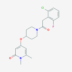 molecular formula C20H22ClFN2O3 B2886047 4-((1-(2-(2-chloro-6-fluorophenyl)acetyl)piperidin-4-yl)oxy)-1,6-dimethylpyridin-2(1H)-one CAS No. 2034390-68-4