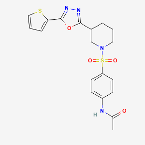 molecular formula C19H20N4O4S2 B2886052 N-(4-((3-(5-(噻吩-2-基)-1,3,4-恶二唑-2-基)哌啶-1-基)磺酰基)苯基)乙酰胺 CAS No. 1105227-19-7