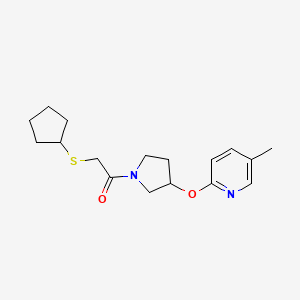 2-(Cyclopentylthio)-1-(3-((5-methylpyridin-2-yl)oxy)pyrrolidin-1-yl)ethanone