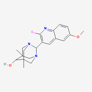 molecular formula C20H24IN3O2 B2886062 (1R,2S,3S,5R,6S,7S)-2-(2-iodo-6-methoxyquinolin-3-yl)-5,7-dimethyl-1,3-diazaadamantan-6-ol CAS No. 1442541-63-0