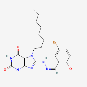 molecular formula C22H29BrN6O3 B2886070 8-[(2Z)-2-[(5-bromo-2-methoxyphenyl)methylidene]hydrazin-1-yl]-3-methyl-7-octyl-2,3,6,7-tetrahydro-1H-purine-2,6-dione CAS No. 1322295-11-3