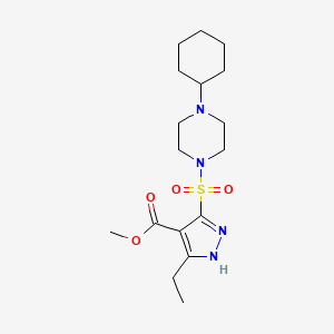methyl 5-((4-cyclohexylpiperazin-1-yl)sulfonyl)-3-ethyl-1H-pyrazole-4-carboxylate