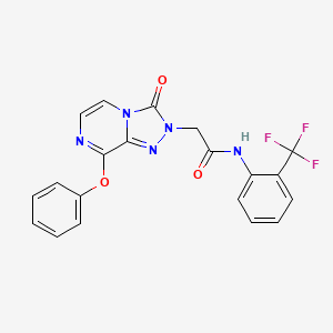 molecular formula C20H14F3N5O3 B2886083 2-(3-oxo-8-phenoxy-[1,2,4]triazolo[4,3-a]pyrazin-2(3H)-yl)-N-(2-(trifluoromethyl)phenyl)acetamide CAS No. 1251677-93-6