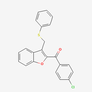 molecular formula C22H15ClO2S B2886097 (4-Chlorophenyl){3-[(phenylsulfanyl)methyl]-1-benzofuran-2-yl}methanone CAS No. 338411-42-0