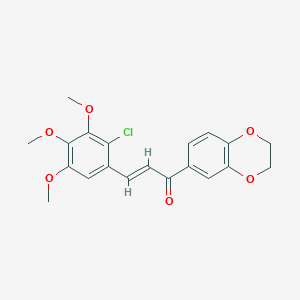 molecular formula C20H19ClO6 B2886098 (2E)-3-(2-chloro-3,4,5-trimethoxyphenyl)-1-(2,3-dihydro-1,4-benzodioxin-6-yl)prop-2-en-1-one CAS No. 1706522-38-4