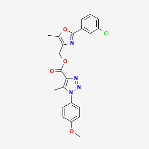 molecular formula C22H19ClN4O4 B2886111 [2-(3-chlorophenyl)-5-methyl-1,3-oxazol-4-yl]methyl 1-(4-methoxyphenyl)-5-methyl-1H-1,2,3-triazole-4-carboxylate CAS No. 946214-56-8