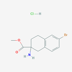 molecular formula C12H15BrClNO2 B2886115 Methyl 2-amino-6-bromo-1,2,3,4-tetrahydronaphthalene-2-carboxylate hydrochloride CAS No. 1092449-07-4