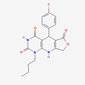 molecular formula C19H18FN3O4 B2886123 1-丁基-5-(4-氟苯基)-5,9-二氢呋并[3',4':5,6]吡啶并[2,3-d]嘧啶-2,4,6(1H,3H,8H)-三酮 CAS No. 871548-10-6