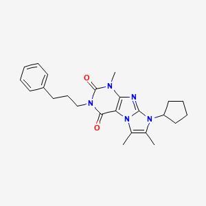 molecular formula C24H29N5O2 B2886127 6-环戊基-4,7,8-三甲基-2-(3-苯基丙基)嘌呤[7,8-a]咪唑-1,3-二酮 CAS No. 922465-08-5