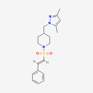 molecular formula C19H25N3O2S B2886153 (E)-4-((3,5-dimethyl-1H-pyrazol-1-yl)methyl)-1-(styrylsulfonyl)piperidine CAS No. 1396893-19-8