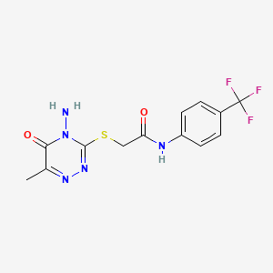 molecular formula C13H12F3N5O2S B2886154 2-[(4-amino-6-methyl-5-oxo-1,2,4-triazin-3-yl)sulfanyl]-N-[4-(trifluoromethyl)phenyl]acetamide CAS No. 869067-77-6