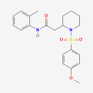 molecular formula C21H26N2O4S B2886165 2-(1-((4-甲氧基苯基)磺酰基)哌啶-2-基)-N-(邻甲苯基)乙酰胺 CAS No. 941991-30-6