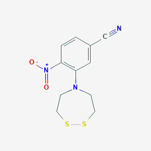 molecular formula C11H11N3O2S2 B2886168 3-(1,2,5-Dithiazepan-5-yl)-4-nitrobenzonitrile CAS No. 2192391-15-2