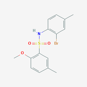 molecular formula C15H16BrNO3S B288617 N-(2-bromo-4-methylphenyl)-2-methoxy-5-methylbenzenesulfonamide 