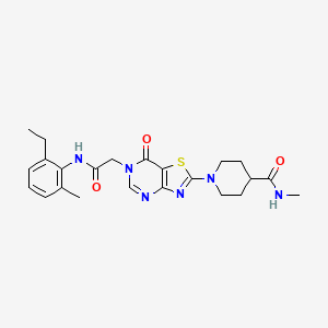 molecular formula C23H28N6O3S B2886173 N-(2-fluorobenzyl)-4-(quinolin-8-ylsulfonyl)-2,3,4,5-tetrahydro-1,4-benzoxazepine-7-carboxamide CAS No. 1251552-80-3
