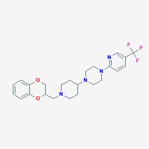 molecular formula C24H29F3N4O2 B2886175 1-(1-((2,3-Dihydrobenzo[b][1,4]dioxin-2-yl)methyl)piperidin-4-yl)-4-(5-(trifluoromethyl)pyridin-2-yl)piperazine CAS No. 2034611-88-4