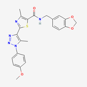 molecular formula C23H21N5O4S B2886178 N-(benzo[d][1,3]dioxol-5-ylmethyl)-2-(1-(4-methoxyphenyl)-5-methyl-1H-1,2,3-triazol-4-yl)-4-methylthiazole-5-carboxamide CAS No. 1207005-41-1