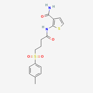 molecular formula C16H18N2O4S2 B2886180 2-(4-Tosylbutanamido)thiophene-3-carboxamide CAS No. 941967-48-2