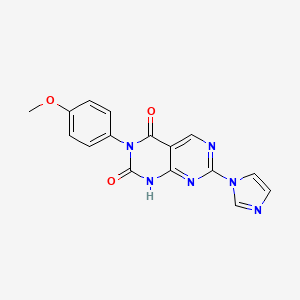 molecular formula C16H12N6O3 B2886189 7-(1H-imidazol-1-yl)-3-(4-methoxyphenyl)pyrimido[4,5-d]pyrimidine-2,4(1H,3H)-dione CAS No. 1255781-87-3