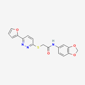 molecular formula C17H13N3O4S B2886210 N-(1,3-benzodioxol-5-yl)-2-[6-(furan-2-yl)pyridazin-3-yl]sulfanylacetamide CAS No. 872723-68-7