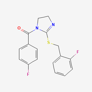 (4-Fluorophenyl)-[2-[(2-fluorophenyl)methylsulfanyl]-4,5-dihydroimidazol-1-yl]methanone