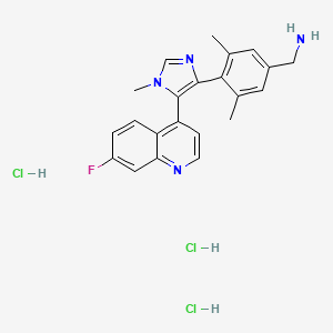 molecular formula C22H24Cl3FN4 B2886217 BI-9321 (trihydrochloride) CAS No. 2387510-87-2