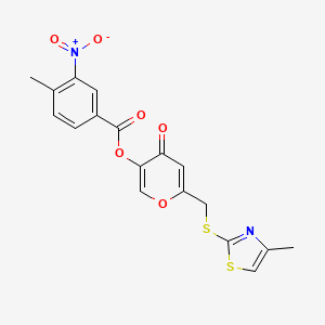 6-(((4-methylthiazol-2-yl)thio)methyl)-4-oxo-4H-pyran-3-yl 4-methyl-3-nitrobenzoate