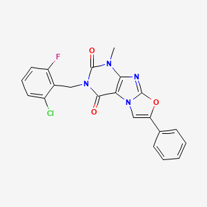 molecular formula C21H14ClFN4O3 B2886241 3-(2-氯-6-氟苄基)-1-甲基-7-苯基恶唑并[2,3-f]嘌呤-2,4(1H,3H)-二酮 CAS No. 899997-76-3