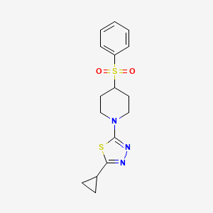 molecular formula C16H19N3O2S2 B2886244 2-[4-(Benzenesulfonyl)piperidin-1-yl]-5-cyclopropyl-1,3,4-thiadiazole CAS No. 2380098-71-3