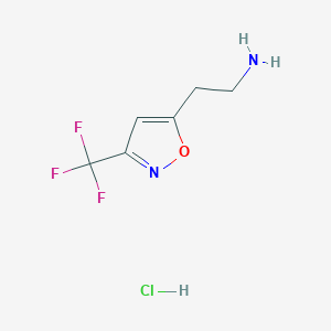 molecular formula C6H8ClF3N2O B2886256 2-[3-(Trifluoromethyl)-1,2-oxazol-5-yl]ethanamine;hydrochloride CAS No. 2411293-80-4