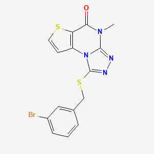 molecular formula C15H11BrN4OS2 B2886262 1-((3-bromobenzyl)thio)-4-methylthieno[2,3-e][1,2,4]triazolo[4,3-a]pyrimidin-5(4H)-one CAS No. 1190001-46-7