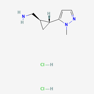 molecular formula C8H15Cl2N3 B2886264 反式-[2-(1-甲基-1H-吡唑-5-基)环丙基]甲胺二盐酸盐 CAS No. 1899946-40-7
