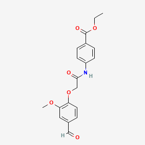 molecular formula C19H19NO6 B2886279 Ethyl 4-{[(4-formyl-2-methoxyphenoxy)acetyl]amino}benzoate CAS No. 685861-75-0