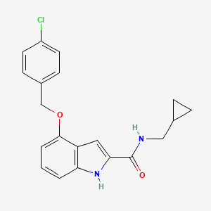molecular formula C20H19ClN2O2 B2886280 4-((4-chlorobenzyl)oxy)-N-(cyclopropylmethyl)-1H-indole-2-carboxamide CAS No. 1428359-52-7