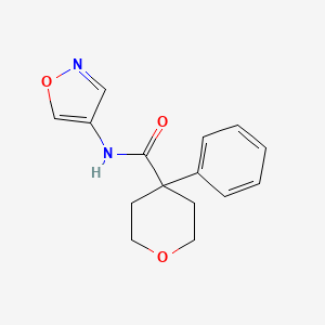 molecular formula C15H16N2O3 B2886288 N-(isoxazol-4-yl)-4-phenyltetrahydro-2H-pyran-4-carboxamide CAS No. 1396864-32-6