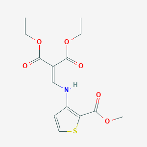molecular formula C14H17NO6S B2886295 Diethyl ({[2-(methoxycarbonyl)-3-thienyl]amino}methylene)malonate CAS No. 74695-17-3