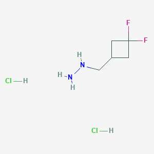 molecular formula C5H12Cl2F2N2 B2886298 Hydrazine, [(3,3-difluorocyclobutyl)methyl]-, hydrochloride (1:2) CAS No. 1364632-66-5