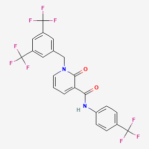 molecular formula C22H13F9N2O2 B2886308 1-(3,5-Bis(trifluoromethyl)benzyl)-2-oxo-N-(4-(trifluoromethyl)phenyl)-1,2-dihydro-3-pyridinecarboxamide CAS No. 338781-99-0