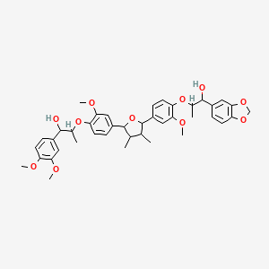 molecular formula C41H48O11 B2886312 1-(1,3-苯并二氧杂环-5-基)-2-[4-[5-[4-[1-(3,4-二甲氧基苯基)-1-羟基丙烷-2-基]氧基-3-甲氧基苯基]-3,4-二甲基氧杂环-2-基]-2-甲氧基苯氧基]丙烷-1-醇 CAS No. 88497-88-5