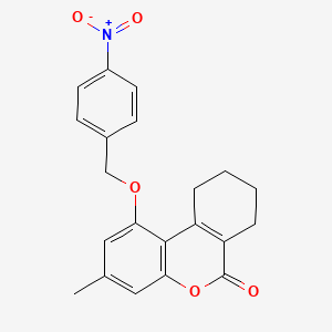 molecular formula C21H19NO5 B2886329 3-methyl-1-[(4-nitrobenzyl)oxy]-7,8,9,10-tetrahydro-6H-benzo[c]chromen-6-one CAS No. 307550-92-1