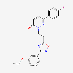 molecular formula C22H19FN4O3 B2886330 2-(2-(3-(3-ethoxyphenyl)-1,2,4-oxadiazol-5-yl)ethyl)-6-(4-fluorophenyl)pyridazin-3(2H)-one CAS No. 1112418-60-6