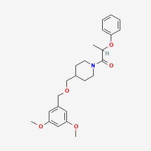 molecular formula C24H31NO5 B2886333 1-(4-(((3,5-二甲氧基苄基)氧基)甲基)哌啶-1-基)-2-苯氧基丙انون-1 CAS No. 1396767-79-5