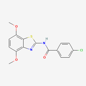 molecular formula C16H13ClN2O3S B2886339 4-chloro-N-(4,7-dimethoxy-1,3-benzothiazol-2-yl)benzamide CAS No. 912759-27-4