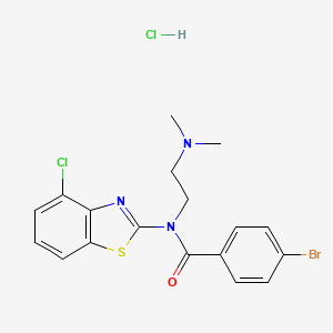 molecular formula C18H18BrCl2N3OS B2886361 4-溴-N-(4-氯苯并[d]噻唑-2-基)-N-(2-(二甲氨基)乙基)苯甲酰胺盐酸盐 CAS No. 1216768-83-0
